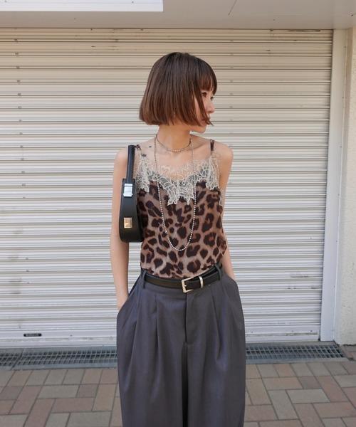 豹紋蕾絲絲質背心裙 