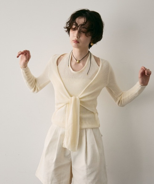 掛脖假兩件針織衫 