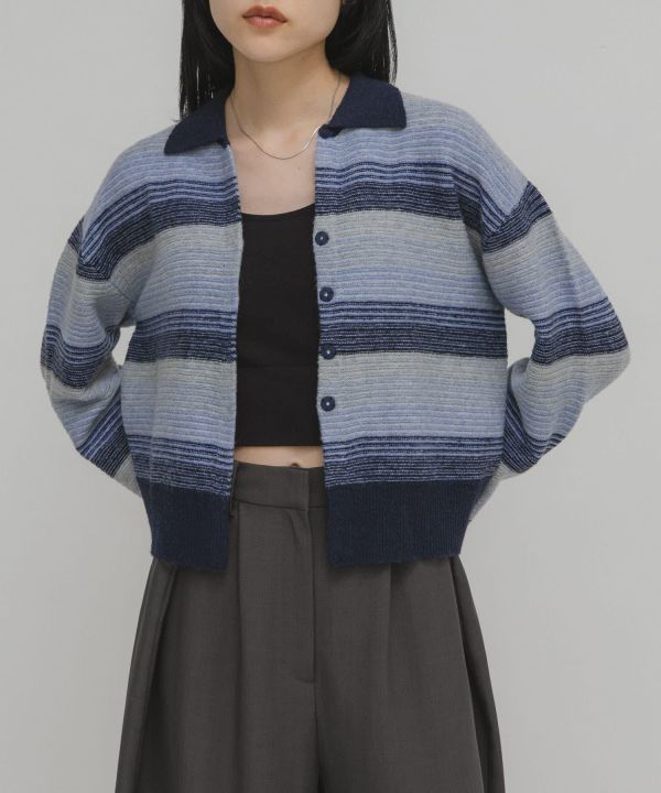 漸層條紋開襟衫 