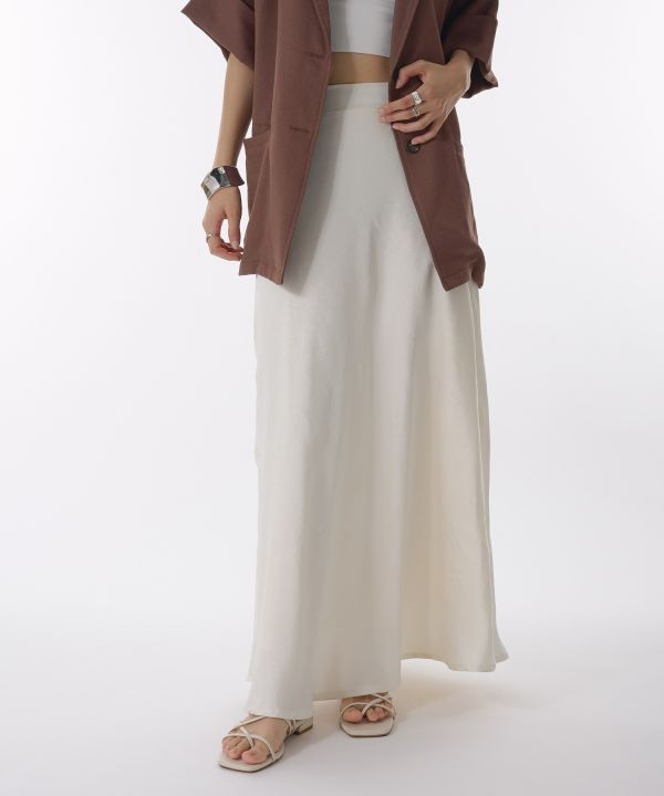 褶皺緞面長裙 