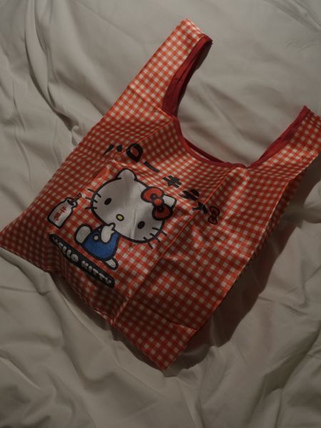 HELLO KITTY 格紋購物袋 