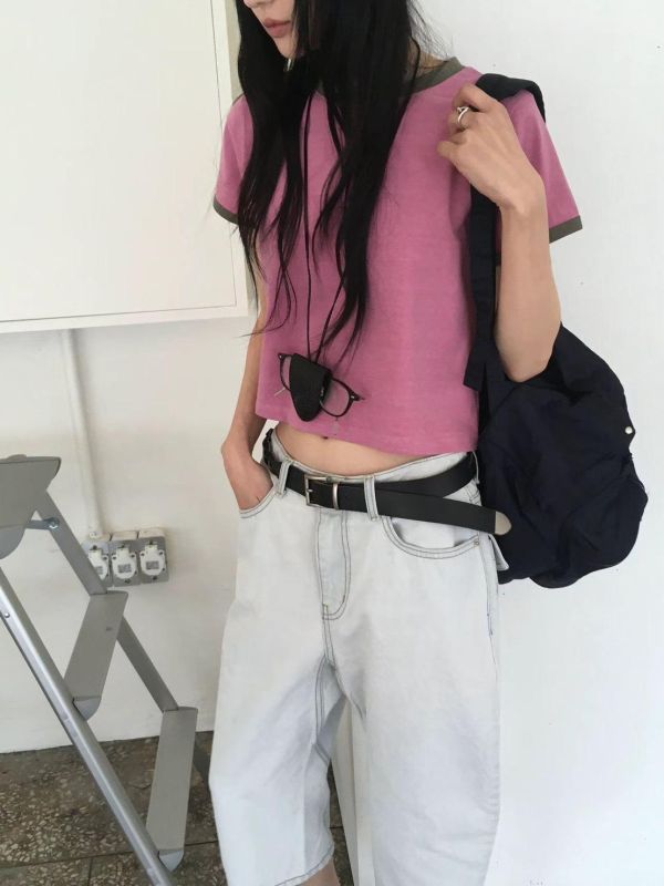 滾邊燙印小短T 