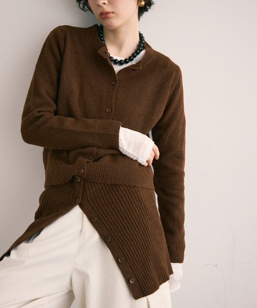 圓領針織外套+羅紋背心 