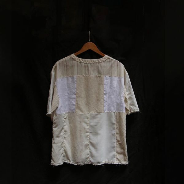 步野 Wild Fabric｜讀布 | 木釦圓領拼布短袖 