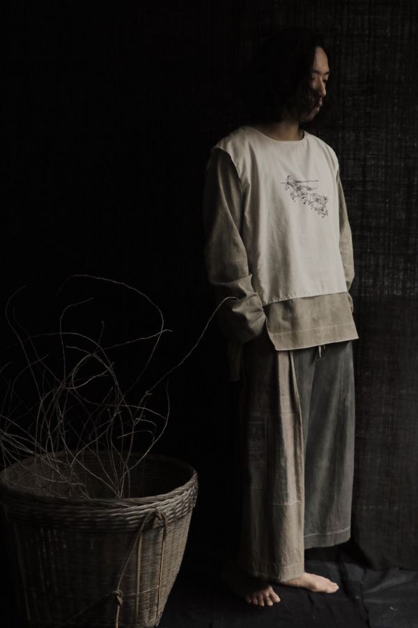 HERMIT_XIU｜手繪古畫植染拼接上衣 