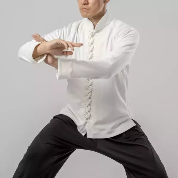 夜奔｜經典立領通明扣-皓月白 