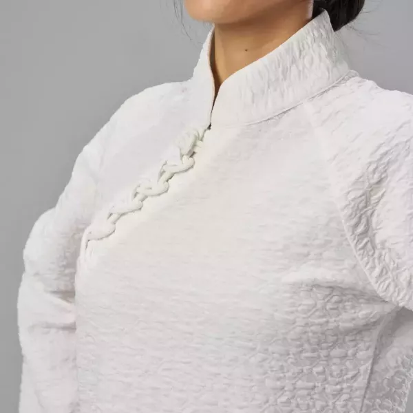 夜奔｜通明扣旗袍長袖上衣（皓月白） 