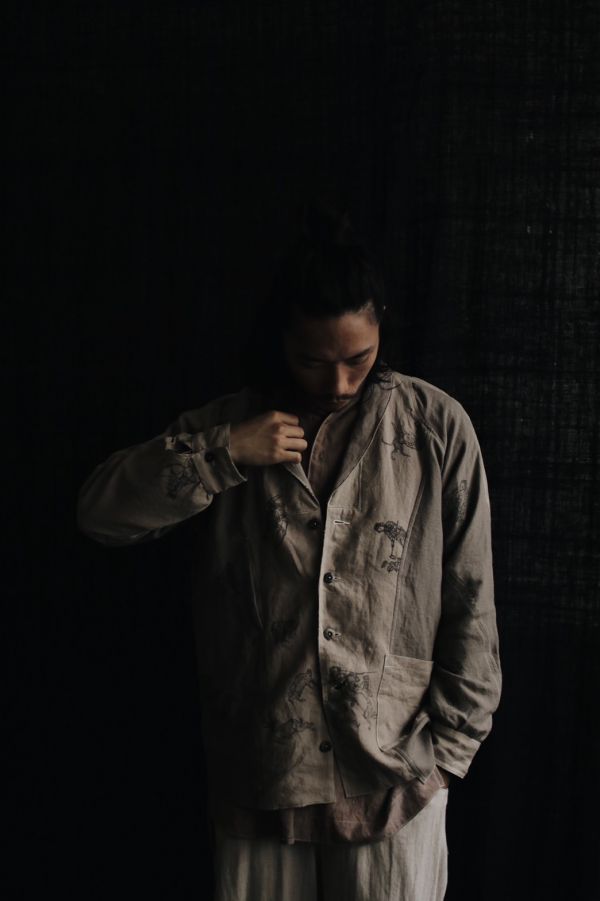 HERMIT_XIU｜和式領手繪古畫拼接外套 