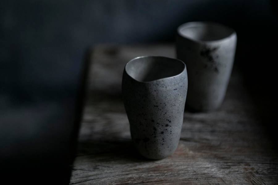 伴哲生錫器＿潑墨茶杯 
