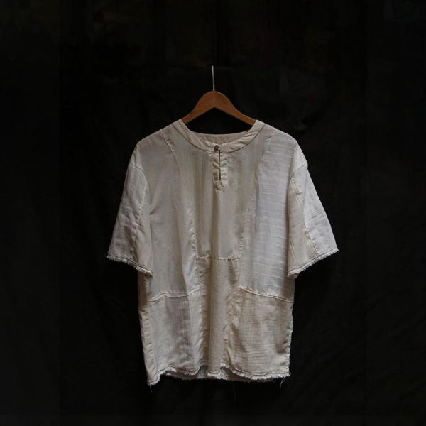 步野 Wild Fabric｜讀布 | 木釦圓領拼布短袖 