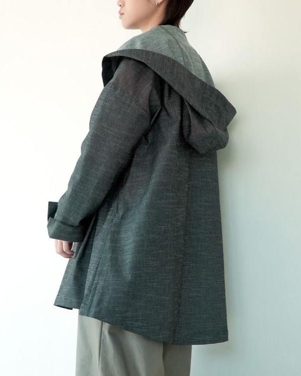 川衣 WEAR BEING｜大連帽寬領風衣外套 (灰黑) 