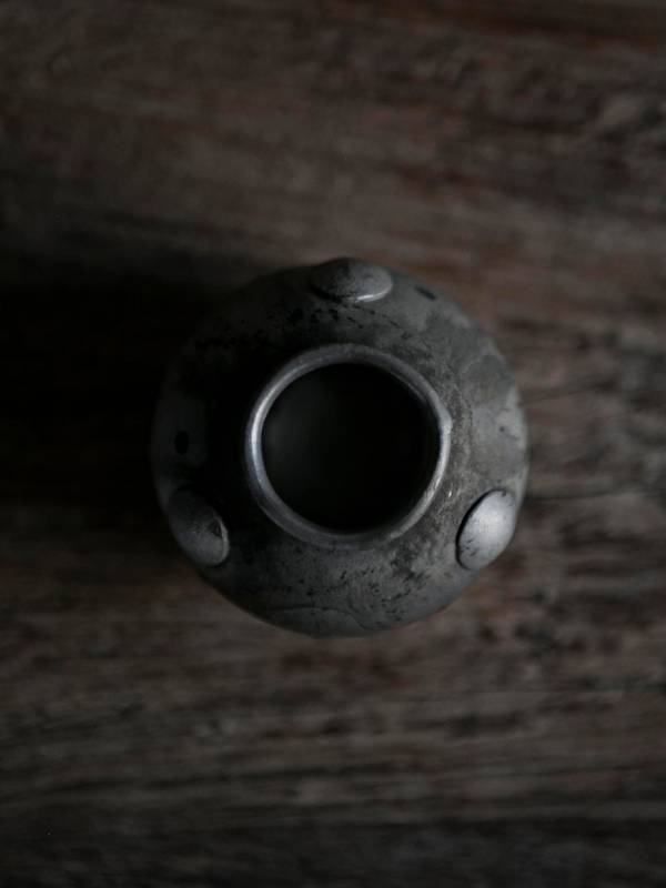 伴哲生錫器＿潑墨小圓花器 
