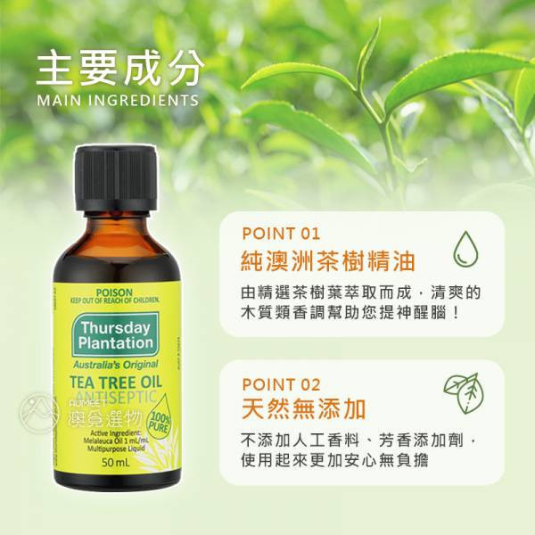 星期四農莊 茶樹精油 50ml 茶樹精油,茶樹單方精油,澳洲星期四農莊, 星期四農莊, 澳洲茶樹精油,茶樹精油推薦,天然精油,純精油,茶樹精油功效