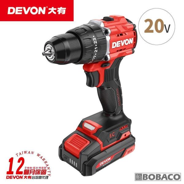 DEVON大有【20V充電無刷電鑽 5219-Li-20】電動起子 螺絲 工具機 電鑽 衝擊鑽 DEVON大有【20V充電無刷電鑽 5219-Li-20】電動起子 螺絲 工具機 電鑽 衝擊鑽