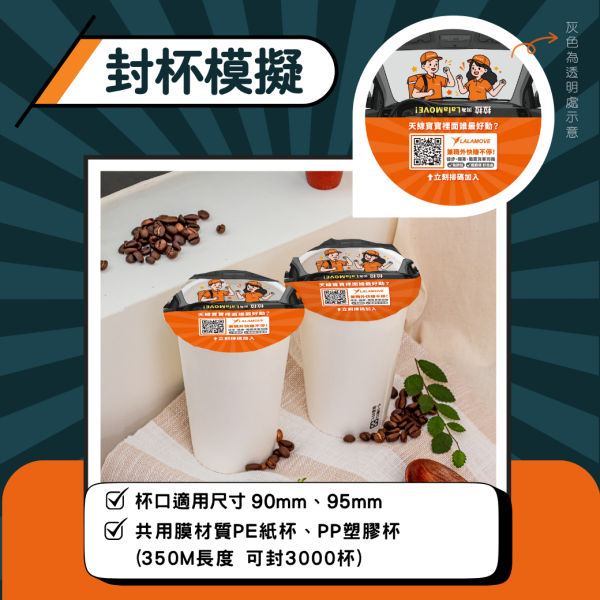 LALAMOVE【台北市部分地區、新北市部分地區-廣告封口膜】 2捲/箱 廣告封口膜、飲料封口膜、開店好幫手、AP膜、飲料封膜、早餐店必備、杯膜、外送平台、LALAMOVE