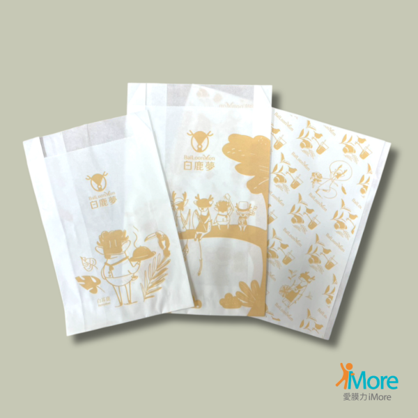 【設計師款-白鹿夢】6兩防油紙袋、8兩防油紙袋-5000袋 愛膜力,防油紙袋,L袋,餐飲包裝袋,外帶袋,炸物袋,點心袋,食品包裝袋,公版紙袋,餐飲外帶包裝,品牌包裝袋