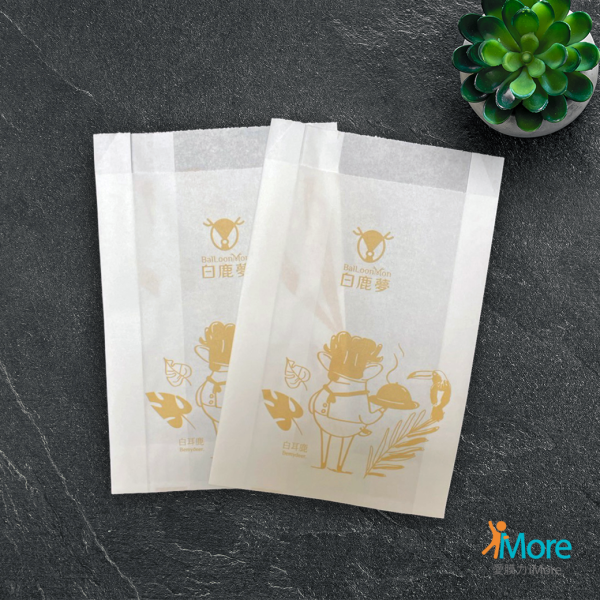 【設計師款-白鹿夢】6兩防油紙袋、8兩防油紙袋-5000袋 愛膜力,防油紙袋,L袋,餐飲包裝袋,外帶袋,炸物袋,點心袋,食品包裝袋,公版紙袋,餐飲外帶包裝,品牌包裝袋