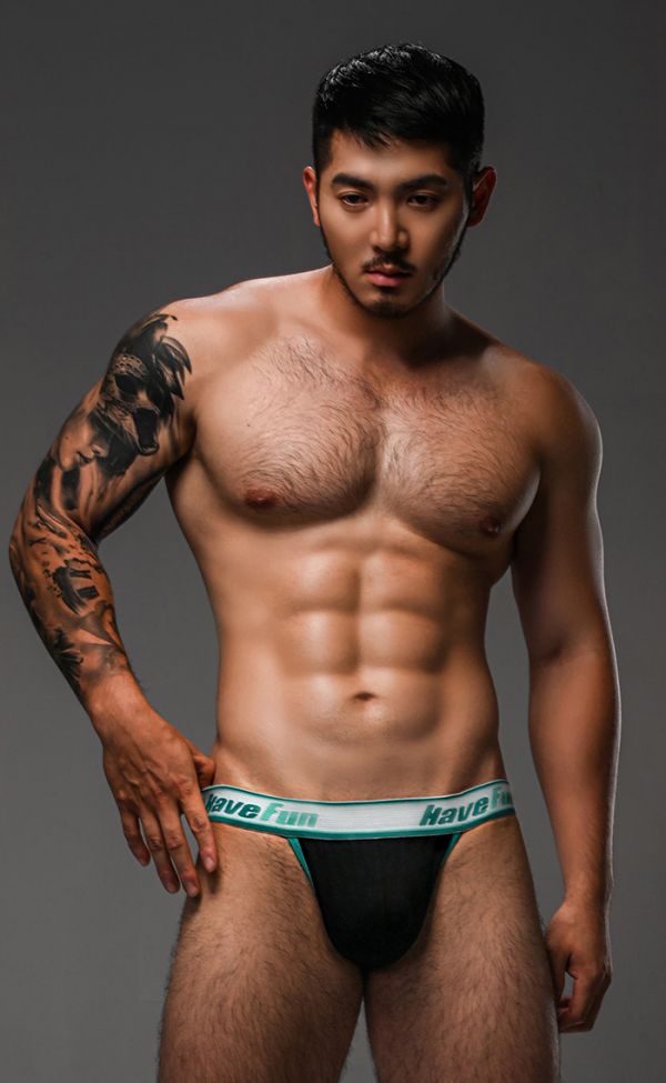 《HaveFun》 Jock (Black/green)) HaveFun Underwear