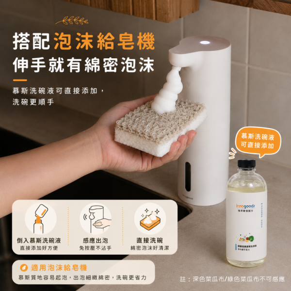 強淨奶蔬洗碗慕斯清潔液 洗碗,洗碗精,泡沫洗碗精,慕斯洗碗精,慕斯,奶瓶,奶瓶清潔,洗奶瓶,蔬果,洗蔬果,油垢,除油垢,廚房油垢,油膩,洗潔液,清潔,清潔液,innogoods,潔研所