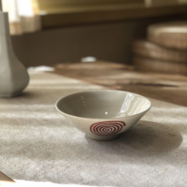 清水燒_三色渦紋茶碗 清水燒, 京燒, 三色渦紋, 信翠七兵衛, 日本茶碗, 手作茶碗, 茶道具, 茶碗收藏, 一番茶棧