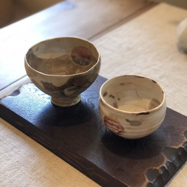 近代作家物《日月夫婦茶碗》 夫婦碗, 茶碗, 栢野紀文, 民藝, 昭和風, 日本茶碗, 作家物, 手作茶碗, 日月茶碗, 茶道具, 一番茶棧
