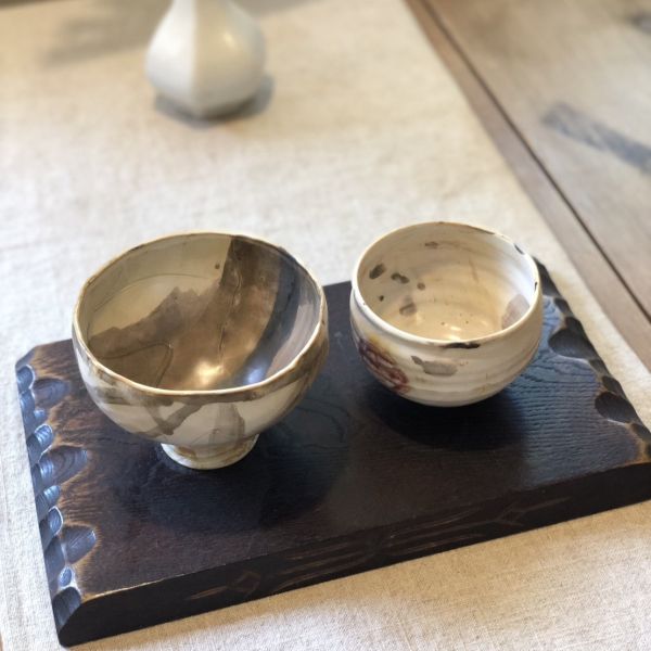 近代作家物《日月夫婦茶碗》 夫婦碗, 茶碗, 栢野紀文, 民藝, 昭和風, 日本茶碗, 作家物, 手作茶碗, 日月茶碗, 茶道具, 一番茶棧