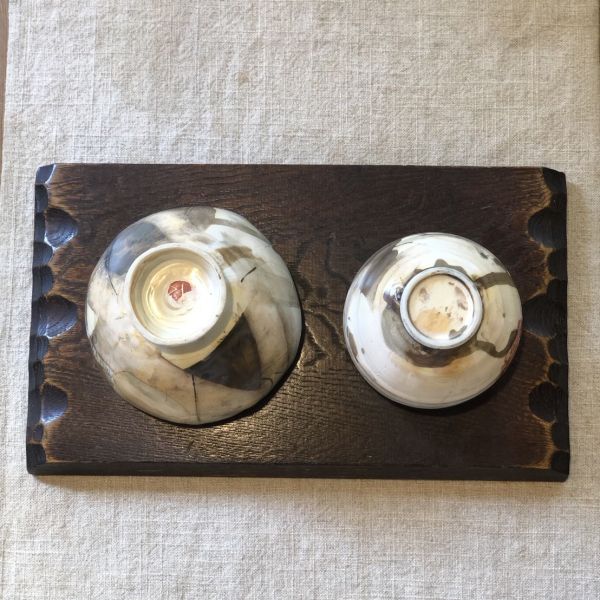 近代作家物《日月夫婦茶碗》 夫婦碗, 茶碗, 栢野紀文, 民藝, 昭和風, 日本茶碗, 作家物, 手作茶碗, 日月茶碗, 茶道具, 一番茶棧