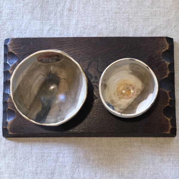 近代作家物《日月夫婦茶碗》 夫婦碗, 茶碗, 栢野紀文, 民藝, 昭和風, 日本茶碗, 作家物, 手作茶碗, 日月茶碗, 茶道具, 一番茶棧
