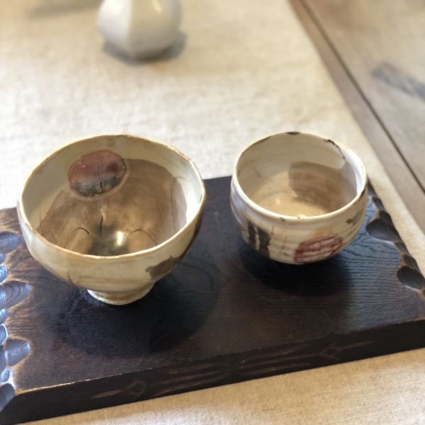 近代作家物《日月夫婦茶碗》 夫婦碗, 茶碗, 栢野紀文, 民藝, 昭和風, 日本茶碗, 作家物, 手作茶碗, 日月茶碗, 茶道具, 一番茶棧