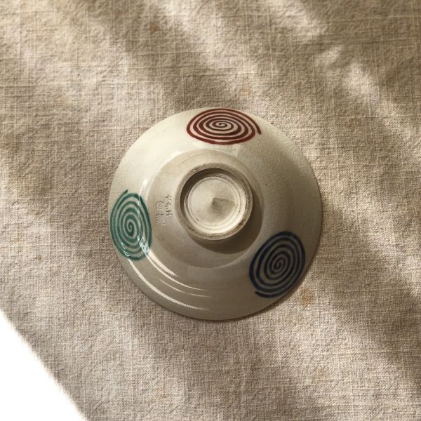 清水燒_三色渦紋茶碗 清水燒, 京燒, 三色渦紋, 信翠七兵衛, 日本茶碗, 手作茶碗, 茶道具, 茶碗收藏, 一番茶棧