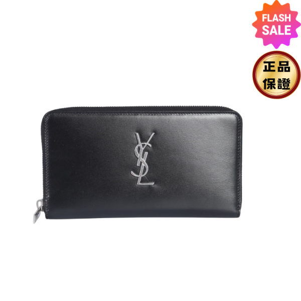 Saint Laurent 529899 經典 Cassandre YSL滑面小牛皮 拉鍊特大款長夾 Saint Laurent, Cassandre YSL長夾, 滑面小牛皮, 黑色錢包, 拉鍊長夾, 奢華配件, 義大利製造, 名牌皮夾