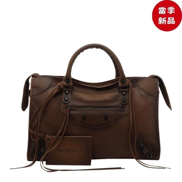 Balenciaga 865760 Le City 山羊皮中款機車包  棕色黑釦 Balenciaga,Le City Medium,Arena羊皮,Camel手袋,義大利製造