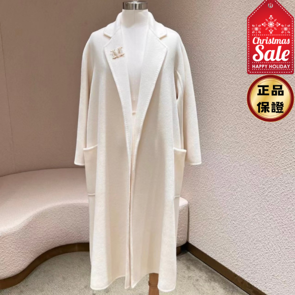 Max Mara 女款 Ludmilla 山羊絨 Icon大衣  白色  EU36/38/40 Max Mara, Ludmilla Icon, 山羊絨大衣, A 字型, 浴袍風格, 新駝色, 奢華outerwear, 雙面羊絨