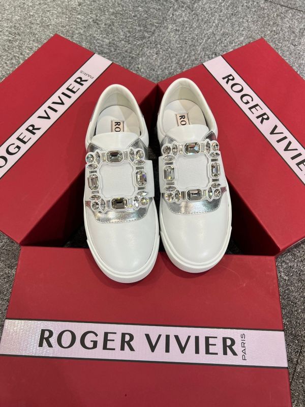 Roger Vivier 女款 Berry Vivier 鑽釦皮革運動鞋  白色/銀色  IT35/35.5/36/36.5/37/37.5/38/38.5/39 