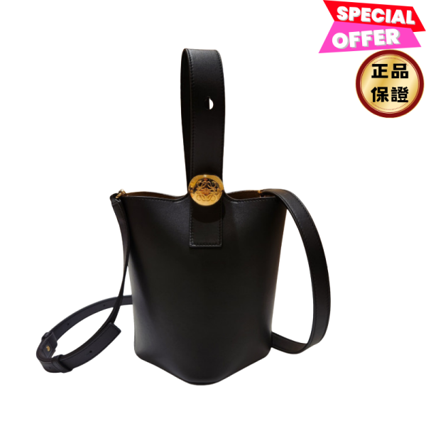 Loewe 柔軟小牛皮迷你 Pebble Bucket 水桶包    黑色/附長肩帶 Loewe迷你水桶包, Pebble Bucket包, 蔚藍色小牛皮包, 高端精品水桶包, 都會女性包款, Loewe經典設計, 西班牙製精品包, 優雅百搭包款