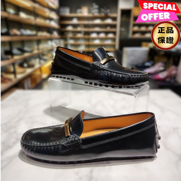 Tod's 女款拋光皮革豆豆鞋 鉛筆灰 EU36/36.5/37/37.5/38/38.5/39/40 Tod's, 女士拋光皮革豆豆鞋, 義大利製造, 2公分低跟, 橡膠鞋底, 品牌標誌, 時尚單品