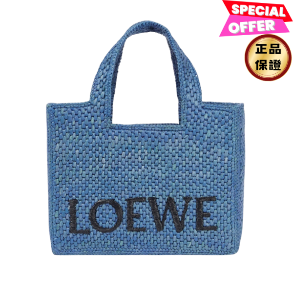 Loewe 小款 Font 手工編織拉菲草托特包  附可斜背長肩帶  Light Blue 藍色 Loewe Font Tote,Loewe 拉菲草包,Loewe 藍色托特包,手工編織小包推薦,Loewe 小型肩背包,馬達加斯加手工包,精品平行輸入,100%真品,限時精品優惠,夏季精品推薦
