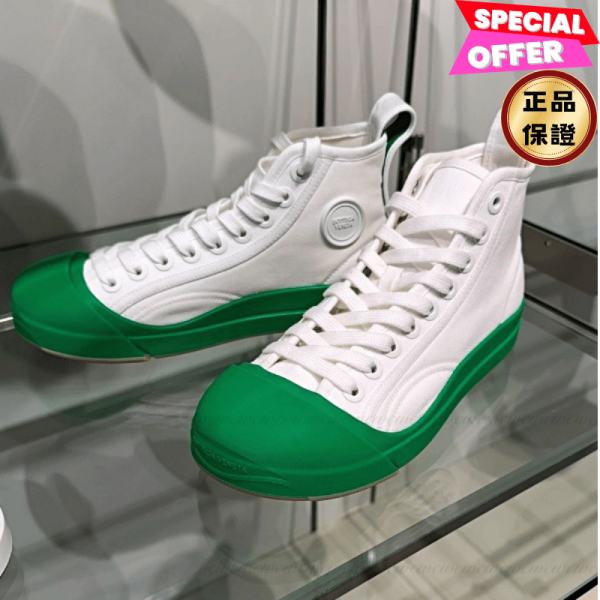 Bottega Veneta 755654 女款 Vulcan 防水橡膠底帆布運動鞋   白色/綠色  EU 35/36.5/38 Bottega Veneta, Vulcan Sneakers, White & Green, 義大利製造, 棉帆布, 橡膠帽頭, 實用設計, 時尚單品, 街頭風格
