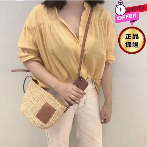 Loewe Slit Pochette 酒椰纖維斜背包   自然色/棕褐色 Loewe Slit Pochette 酒椰纖維斜背包   自然色/棕褐色