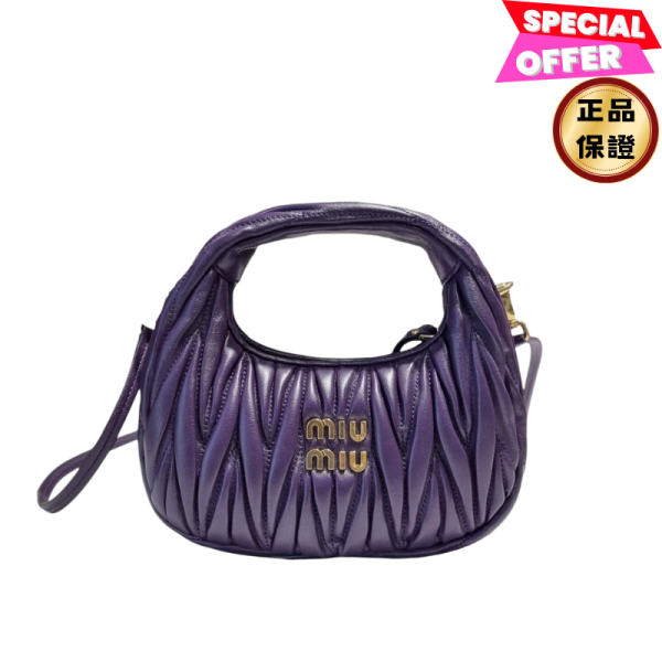 Miu Miu 5BP078 迷你半月 Wander 包    紫色 Miu Miu, 5BP078, 迷你半月 Wander 包, 紫色, 納帕軟皮, 義大利製造, Matelassé, 實用設計, 時尚單品