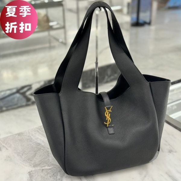 Saint Laurent 763435 YSL LE 5 A 7 Bea 柔軟鹿皮包    黑色 LE 5 À 7 手提袋, Bea 系列, 柔軟鹿皮包, 輕麝香色包, 義大利手工包, 時尚手提包, 實用設計