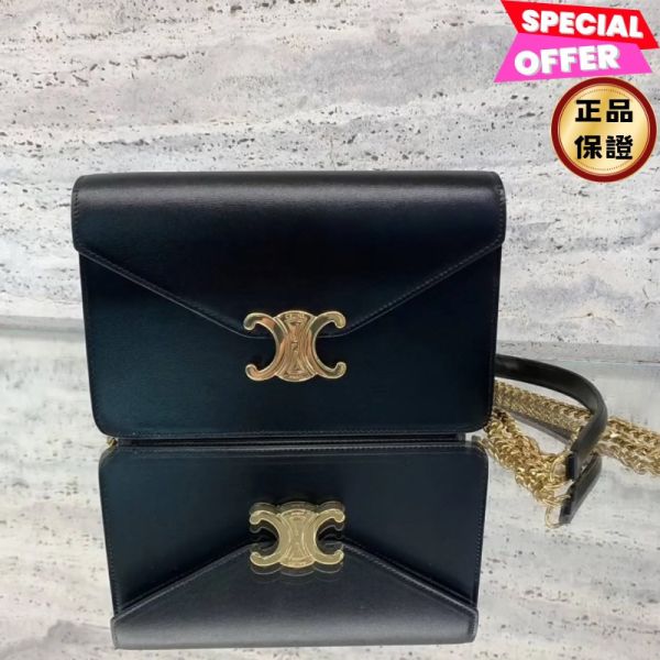 Celine 10L033 亮面牛皮革凱旋門 WOC 飾鍊錢包  黝黑色 Celine 亮面牛皮革Triomphe 凱旋門WOC 飾鍊錢包 



黝黑色