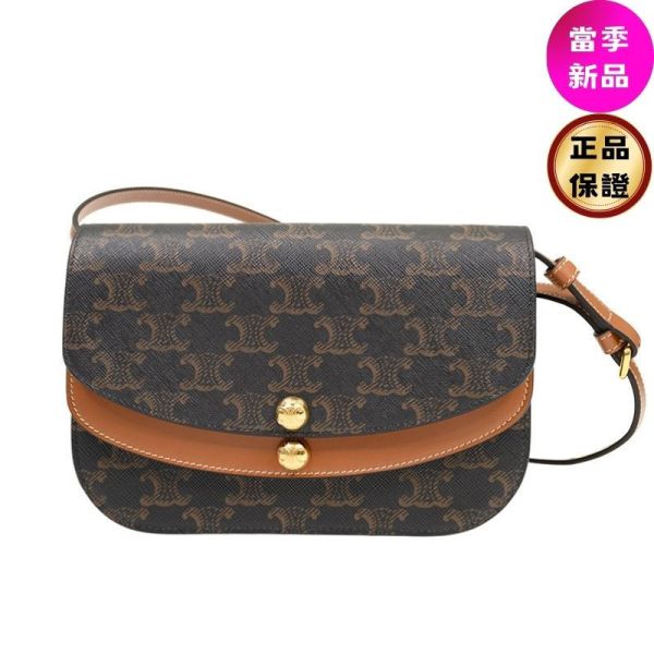 Celine 10P672 標誌老花 DUO 標牛皮革飾帶錢包 Celine DUO 錢包,Celine 標誌印花,老花錢包,肩背錢包,精品小包