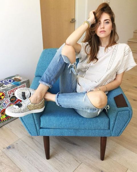 Chiara Ferragni  CF870 金銀配色眨眼厚底樂福鞋  EU 35/36/37/38 
