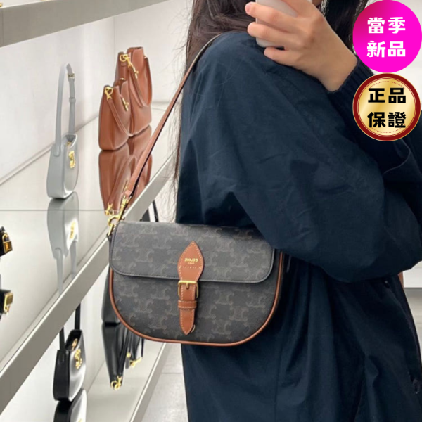 Celine 122652 凱旋門 Folco 標誌印花肩揹包 Celine, Folco, 肩揹袋, 棕褐色, 義大利製造, 標誌印花, 牛皮革, 實用設計, 時尚單品, 多功能風格