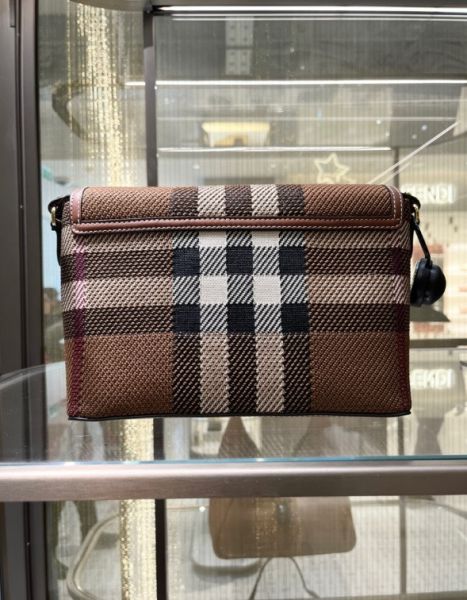 Burberry 80491481 Horseferry 格紋帆布飾邊斜背包    暗樺木棕色 Burberry 80491481 Horseferry  Note 格紋帆布飾邊斜背包