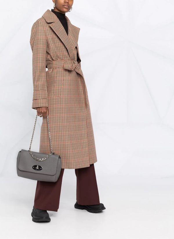 Mulberry HH6634 軟厚粒紋小牛皮手提肩背Lily 包   炭灰色 