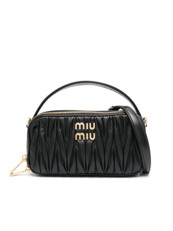 Miu Miu 5BH229 Matelasse 納帕軟皮皺摺相機包    黑色 Miu Miu 5BH229 Matelasse 納帕軟皮皺摺相機包