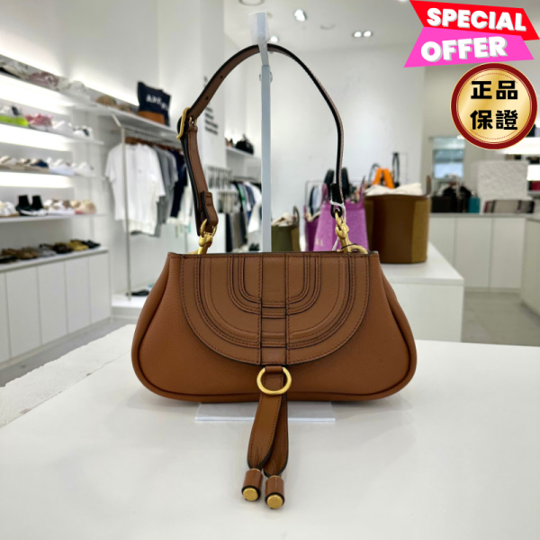 Chloe  閃亮粒面小牛皮小款 Marcie 肩背包  焦糖色 Chloe, Marcie肩背包, 閃亮粒面小牛皮, 焦糖色, 義大利製造, 時尚單品
