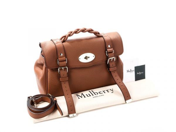 Mulberry HH6746 金屬扭鎖粗粒面小牛皮 Alexa 包  栗子色 